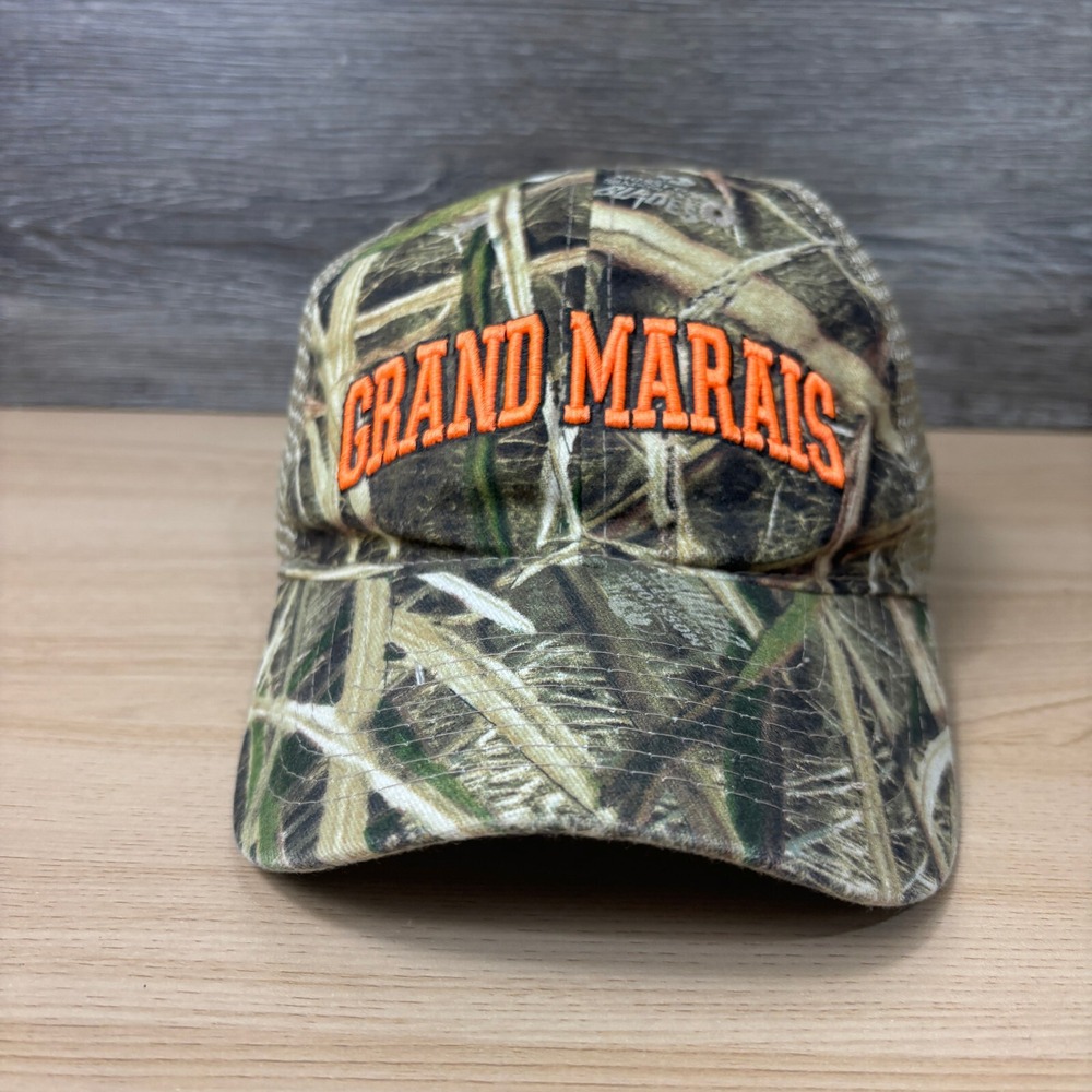 Grand Marais Hat Cap Snapback Brown Camo North Shore Minnesota Outdoors